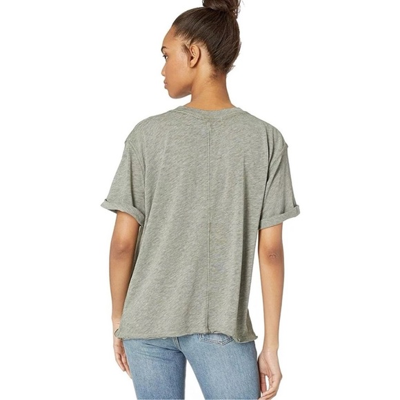 Free People We the Free Cassidy Tee Army Green Casual Cotton Tshirt Small Boxy - Picture 15 of 15